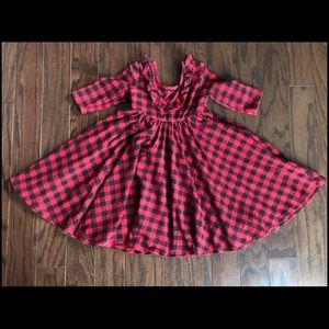 Remie Girl Red and Black Plaid Twirl Dress